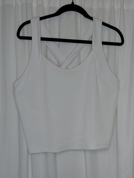 Athleta Tops - Athleta White Ribbed Crossback Crop Tank